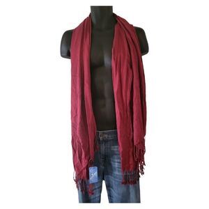 Everyday‎ Living Basics Maroon Scarf Maroon One Size Frayed Winter